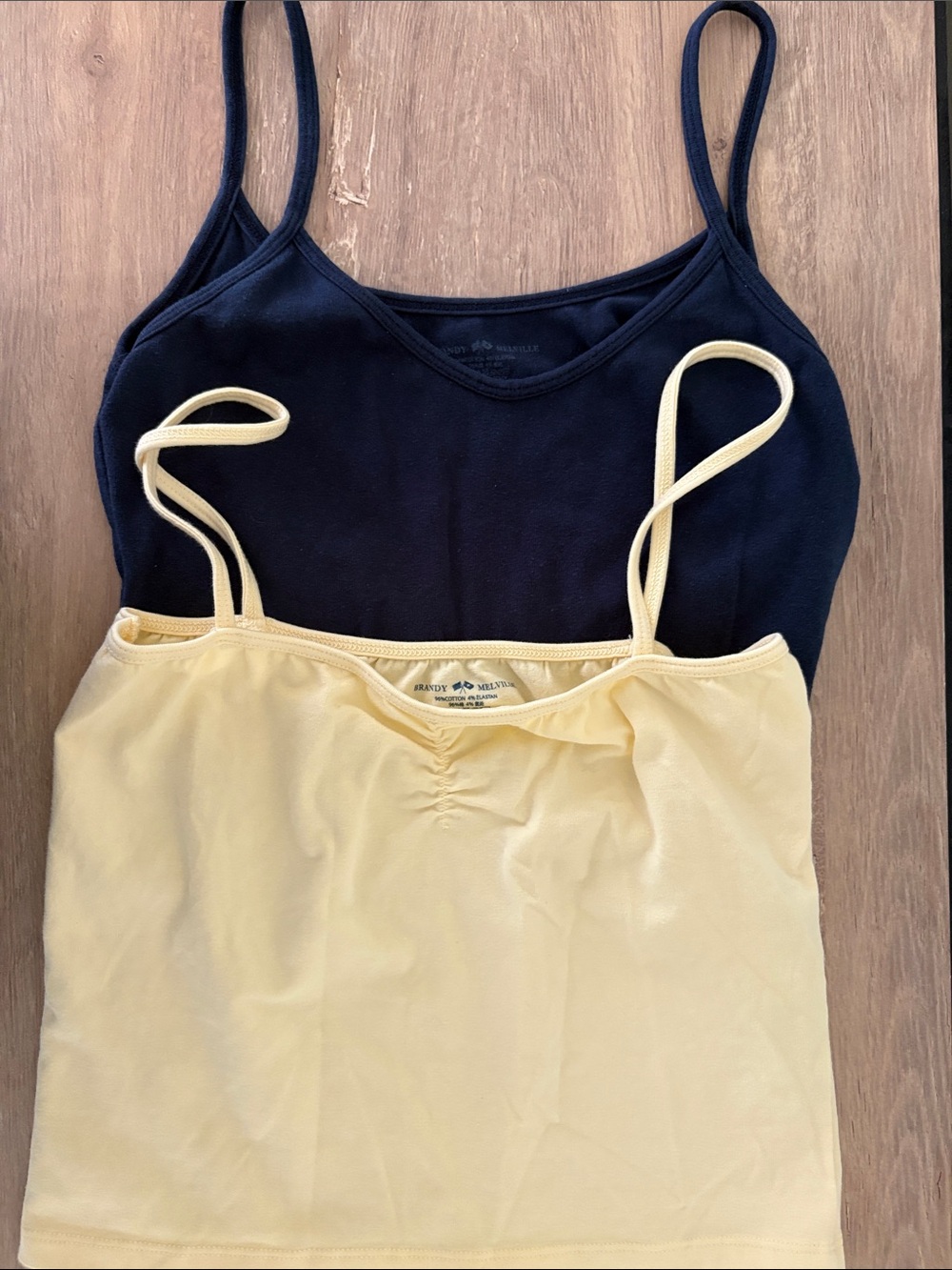 Brandy Melville Navy & Pale Yellow Spaghetti Strap Camisole Duo
